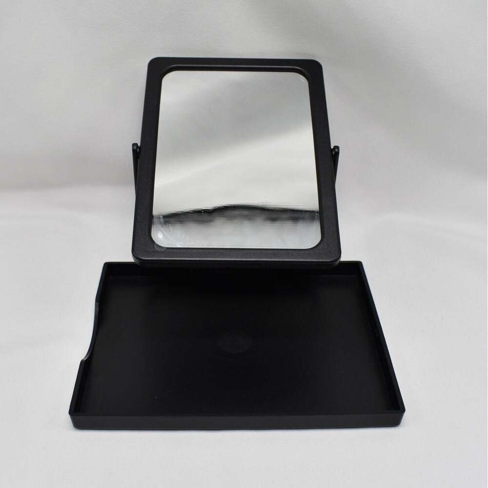 Mary Kay Folding Travel Makeup Mirror Tray Stand Case Black Mesh Zippered Bag